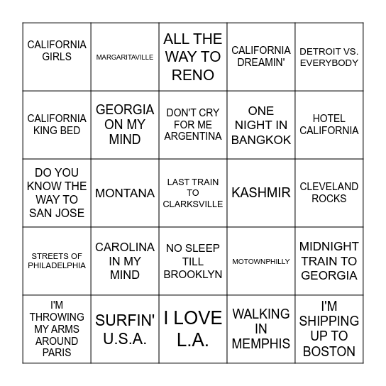 GEOGRAPHY Bingo Card