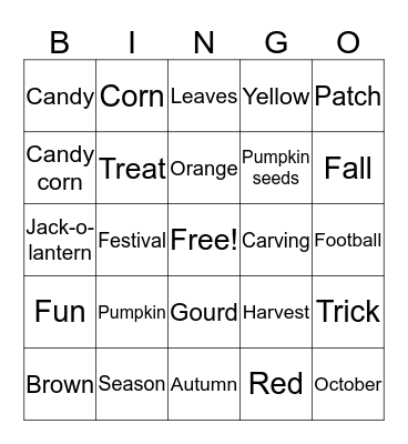 Fall Fun Bingo Card