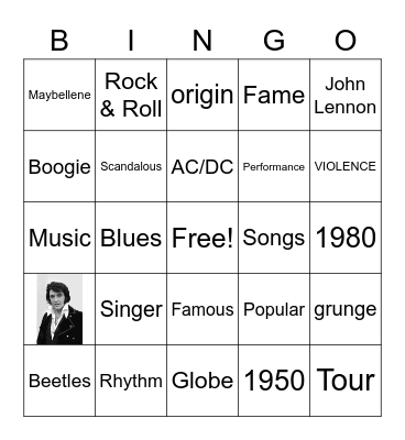 rock and roll Bingo Card