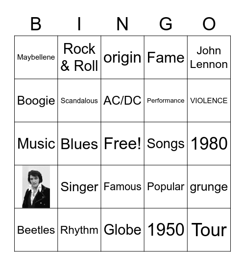 rock and roll Bingo Card