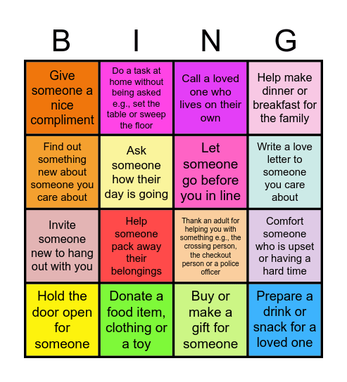 #EmpathyWeek Bingo Card