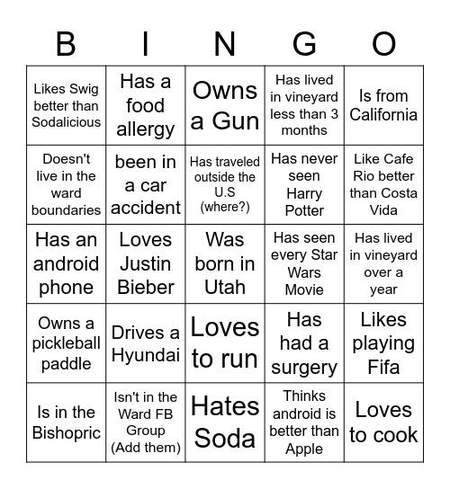 FHE Bingo Card