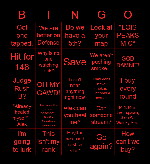 Valorant Bingo Card