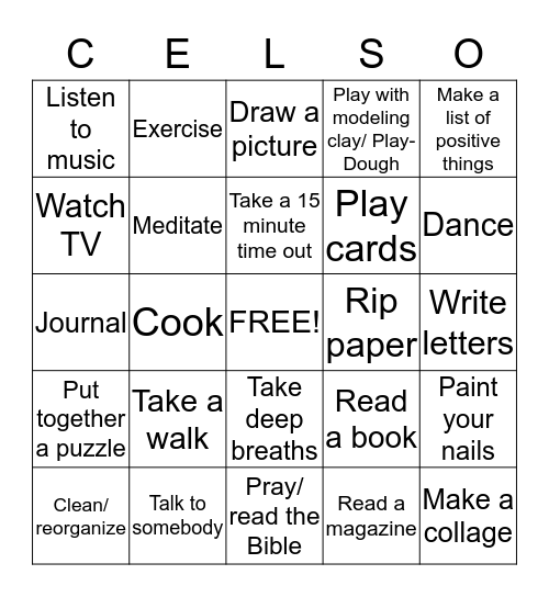 Coping Skills Bingo! Bingo Card