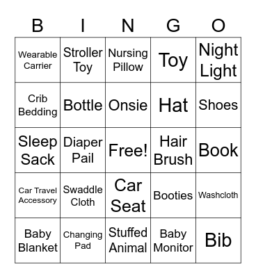 Laura's Baby Shower Bingo Card