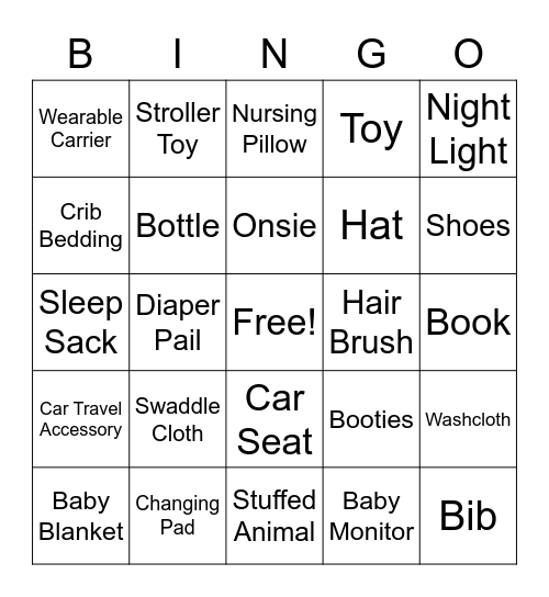 Laura's Baby Shower Bingo Card