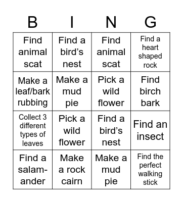 OMS NATURE BINGO Card