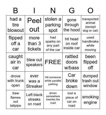 Redneck Bingo Card