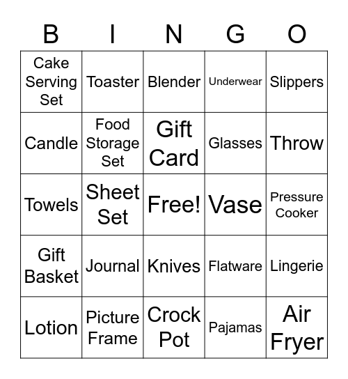 Netra's Bridal Bingo Card