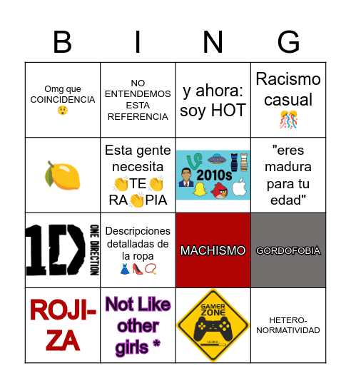 Libro/Fic del Ytuber español Bingo Card