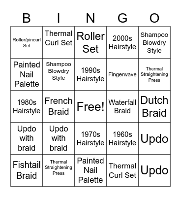 Cosmetology II Hands-On Work Bingo Card