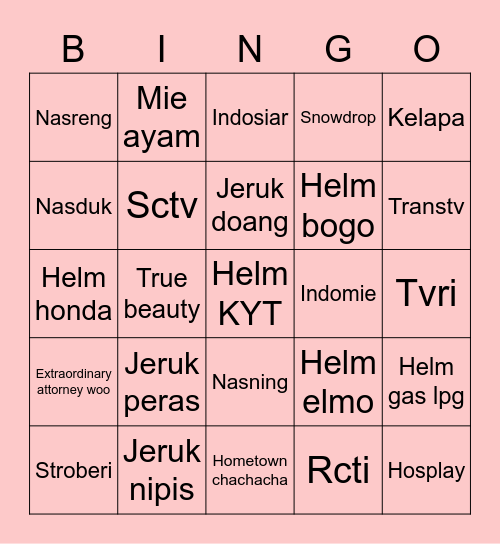 Deppiah Bingo Card