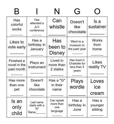 Middle School BINGO: Find someone who... Bingo Card