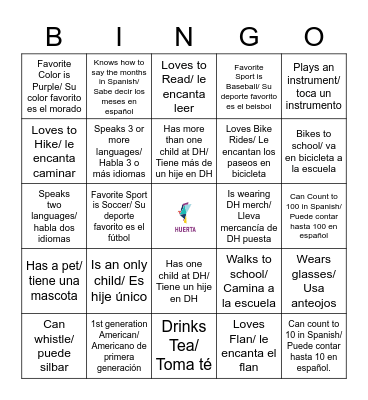 Dolores Huerta Elementary Bingo Card