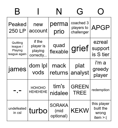 MACK BINGO Card