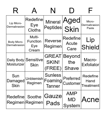 Rodan and Fields Bingo!!!! Bingo Card