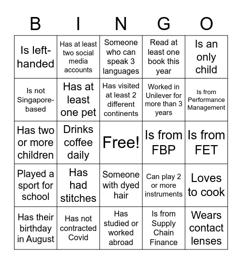 UI Fun Night Bingo Card