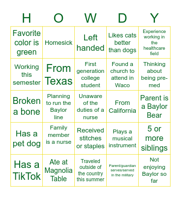 'Nice to Meet You' Bingo! Bingo Card