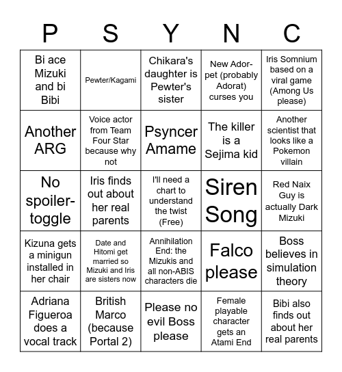 AI3 Bingo/Wishes Bingo Card