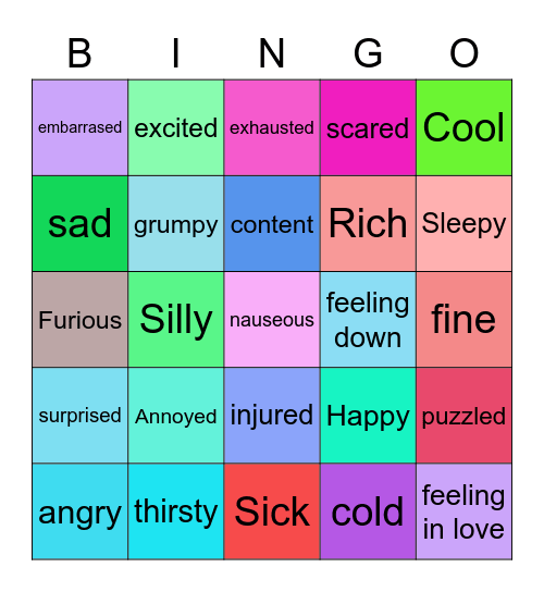 Feelings Bingo Card