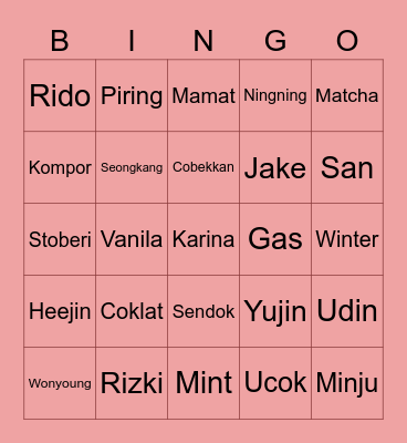 Karina Bingo Card