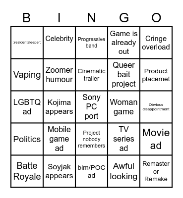 Gamescum Bingo for r/Bloodborne fanclub Bingo Card