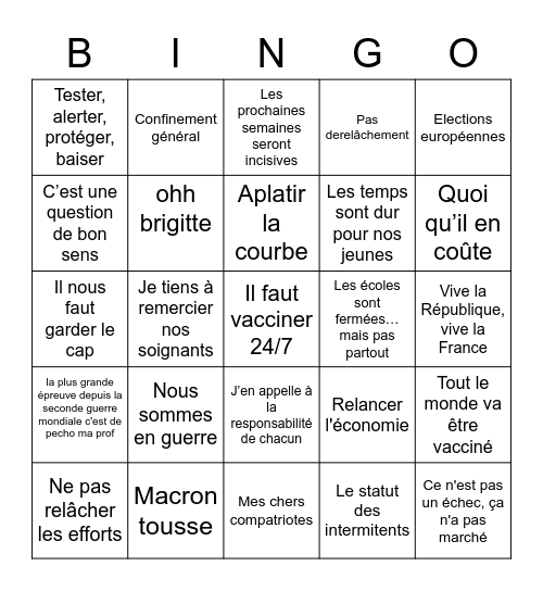 Macron Bingo Card