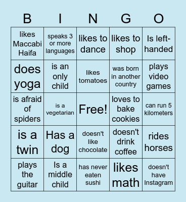 Find Someone Who.... Bingo Card