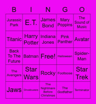 Movies Bingo Card