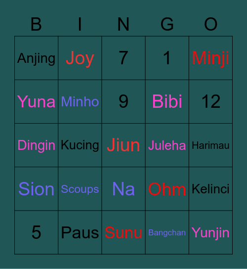 NA Bingo Card
