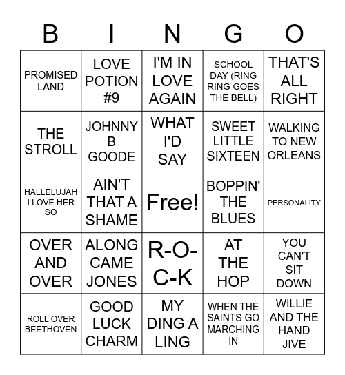 CHUCK BERRY RADIO COVER ALL Bingo Card