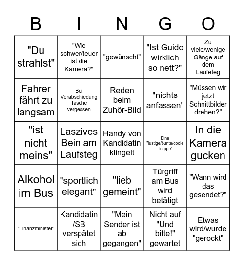 SQ Bullshit Bingo Card