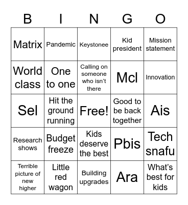 Hanna Bingo Card