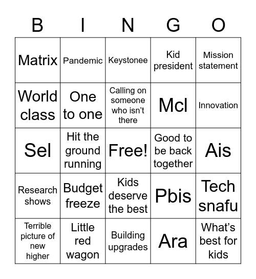 Hanna Bingo Card