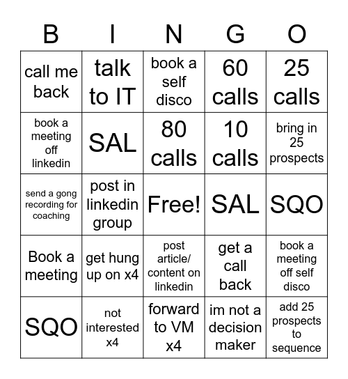 Mo Sales Bingo Card