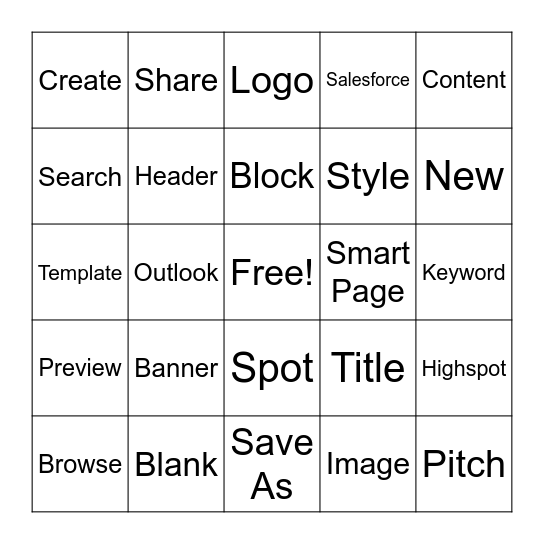 Highspot Bingo Card