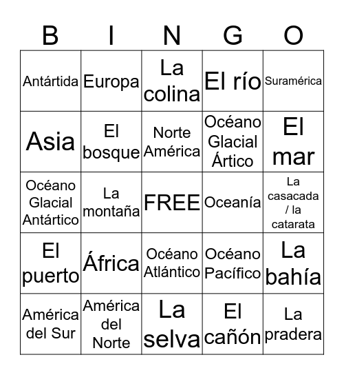 Spanish 2 Chapter 8 Bingo A Bingo Card