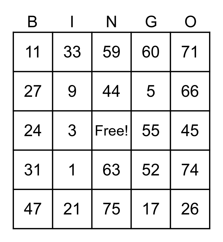 BINGOCIZE Bingo Card