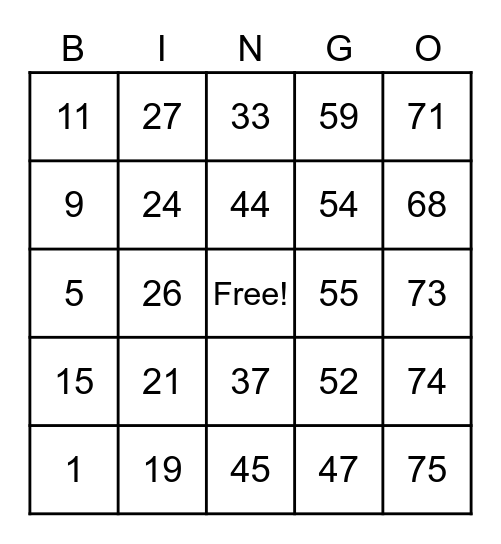 BINGOCIZE Bingo Card