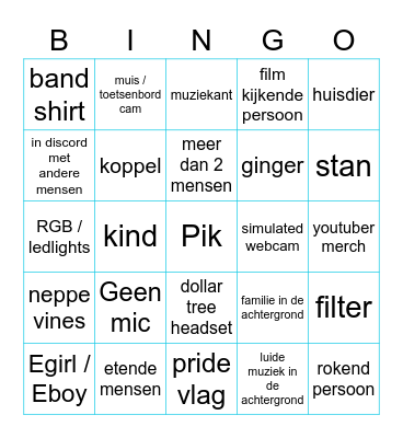 NL omegle kaart Bingo Card