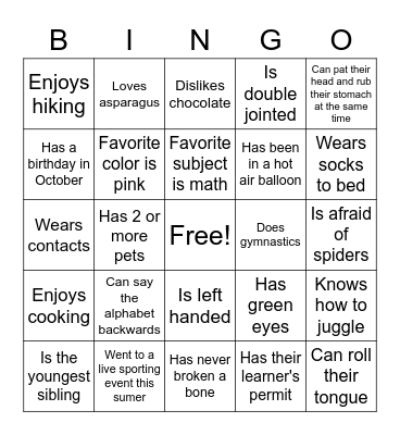 Find someone who... Bingo Card