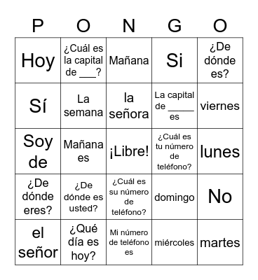 Capítulo Preliminar: Sec. 5, 6, 8, 11 Bingo Card