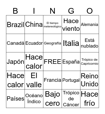 Spanish 2 Chapter 8 Bingo B Bingo Card