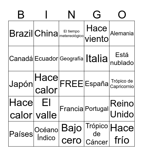 Spanish 2 Chapter 8 Bingo B Bingo Card