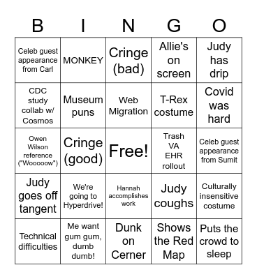 Judy Tries to Bring Rami Malek Back to Life Bingo Card