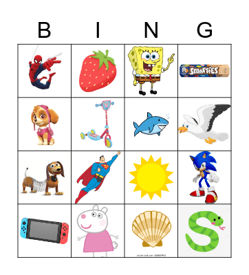 Phoebe's 'S' Bingo Card