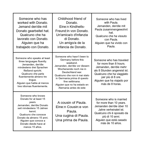 People's Bingo Card