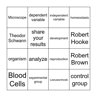 Test 1 Bingo Card