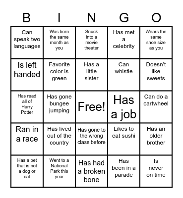 FIND SOMEONE WHO... Bingo Card