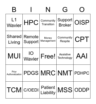 SSA Bingo Card